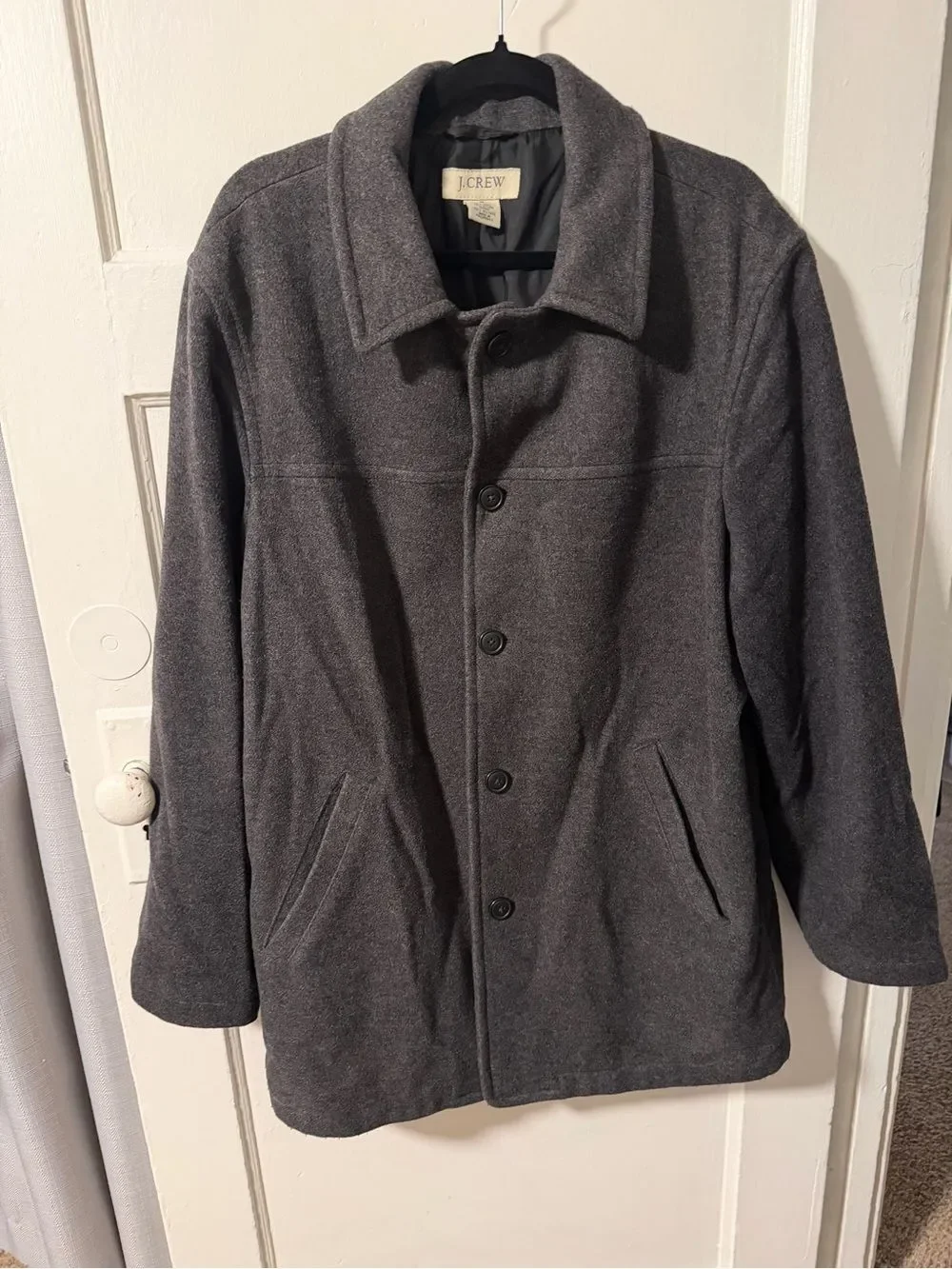 J. Crew Vintage Men’s Charcoal Grey Wool Blend Coat Size Medium Winter Classic